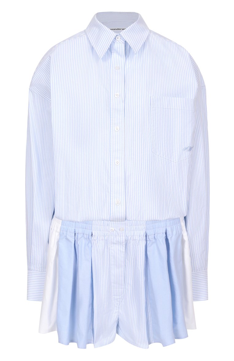 Женский хлопковый комбинезон ALEXANDER WANG голубого цвета, арт. 1WC2256741 | Фото 1 (Рукава: Длинные; Автоматизация ТО: Проставлено; Автоматизация состава: Проставлено; Материал внешний: Хлопок; Стили: Кэжуэл; Женское Кросс-КТ: Комбинезон-одежда; Случай: Повседневный)