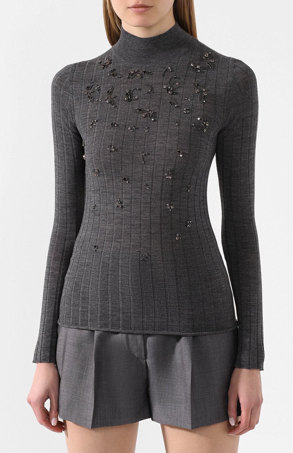 Пуловер из смеси кашемира и шелка PRADA, арт. P26342-1U0I-F0480, фото 3