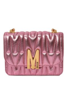 Женская сумка MOSCHINO розового цвета, арт. 2317 A7306/8011 | Фото 1 (Сумки-технические: Сумки через плечо; Материал: Натуральная кожа; Материал сплава: Проставлено; Размер: mini; Ремень/цепочка: На ремешке; Драгоценные камни: Проставлено)