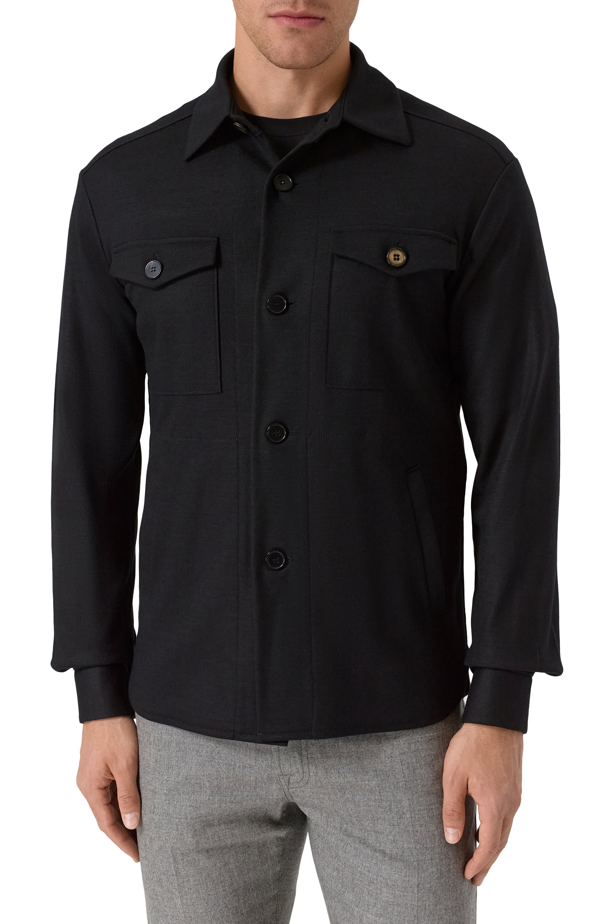 Шерстяная куртка-рубашка HARRIS WHARF LONDON черного цвета по цене 76750 руб., арт. C9320MYM, фото 3 Шерстяная куртка-рубашка HARRIS WHARF LONDON, арт. C9320MYM, фото 3