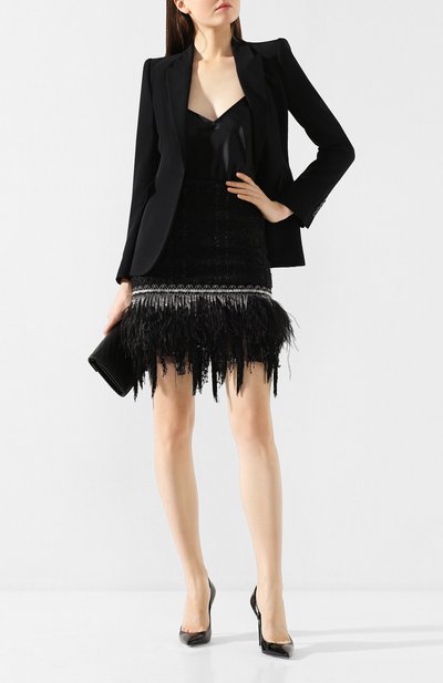 Юбка с отделкой перьями BALMAIN черного цвета по цене 166500 руб., арт. TF14000/X344, фото 2 Юбка с отделкой перьями BALMAIN, арт. TF14000/X344, фото 2