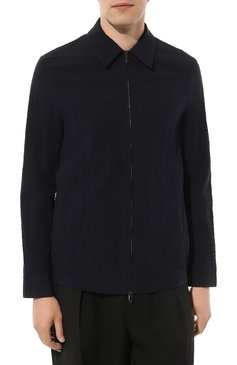 Мужская хлопковая куртка EMPORIO ARMANI темно-синего цвета, арт. E31G16/F1415 | Фото 3 (Материал сплава: Проставлено; Материал внешний: Хлопок; Драгоценные камни: Проставлено; Рукава: Длинные; Длина (верхняя одежда): Короткие; Кросс-КТ: Ветровки, Легкие; Стили: Кэжуэл)