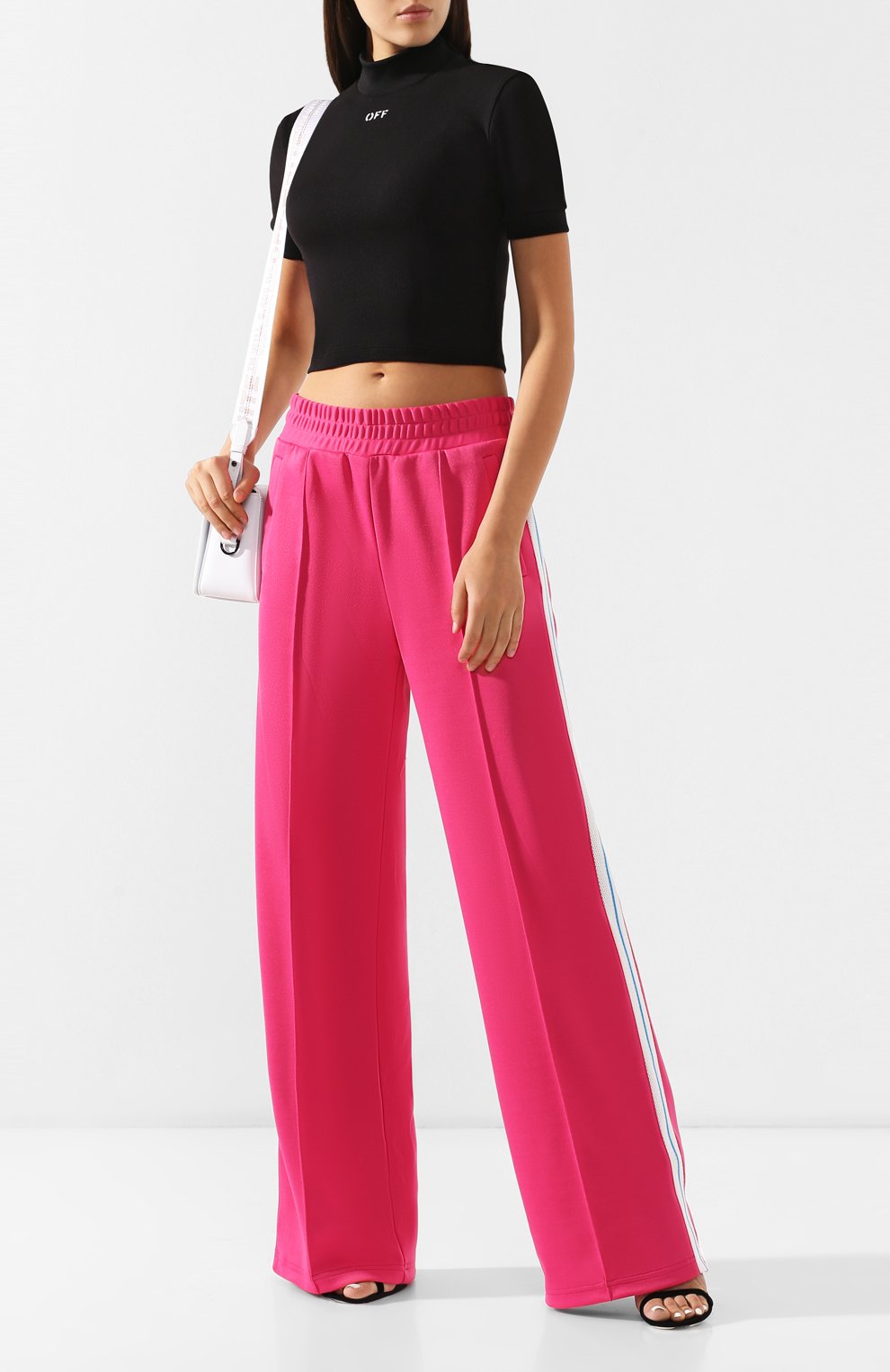 Хлопковый топ OFF-WHITE черного цвета по цене 16200 руб., арт. 0WAA058R191430531001, фото 2 Хлопковый топ OFF-WHITE, арт. 0WAA058R191430531001, фото 2