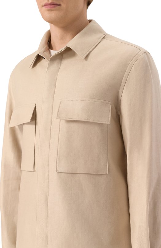 Льняная рубашка Zegna S0T10B/UFV60A9 Бежевый  S0T10B/UFV60A9 Фото 5