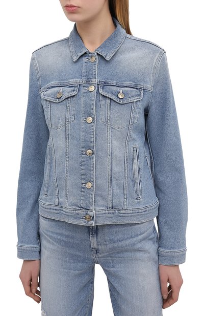 Джинсовая куртка 7 FOR ALL MANKIND голубого цвета по цене 26250 руб., арт. JSCM1200LS, фото 3 Джинсовая куртка 7 FOR ALL MANKIND, арт. JSCM1200LS, фото 3