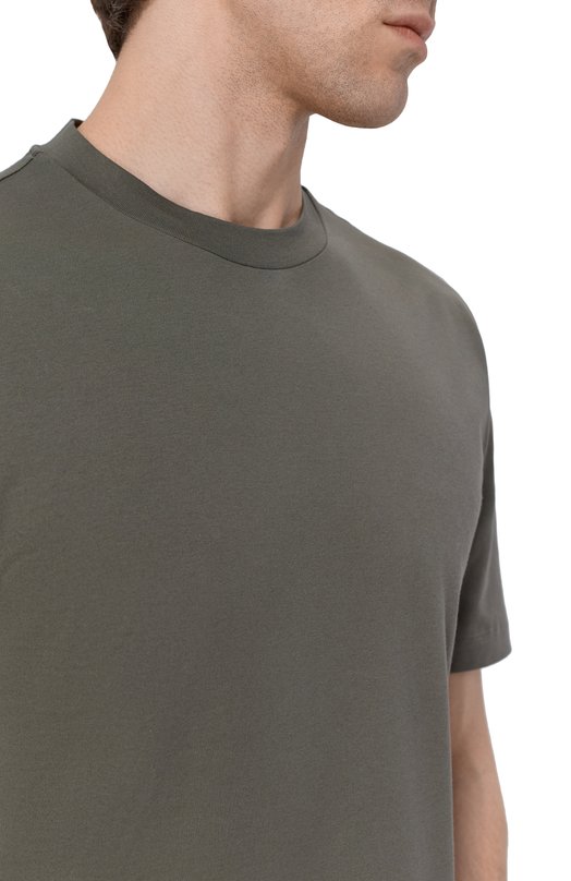 Хлопковая футболка Brioni UJSY0L/0D620 Хаки  UJSY0L/0D620 Фото 5