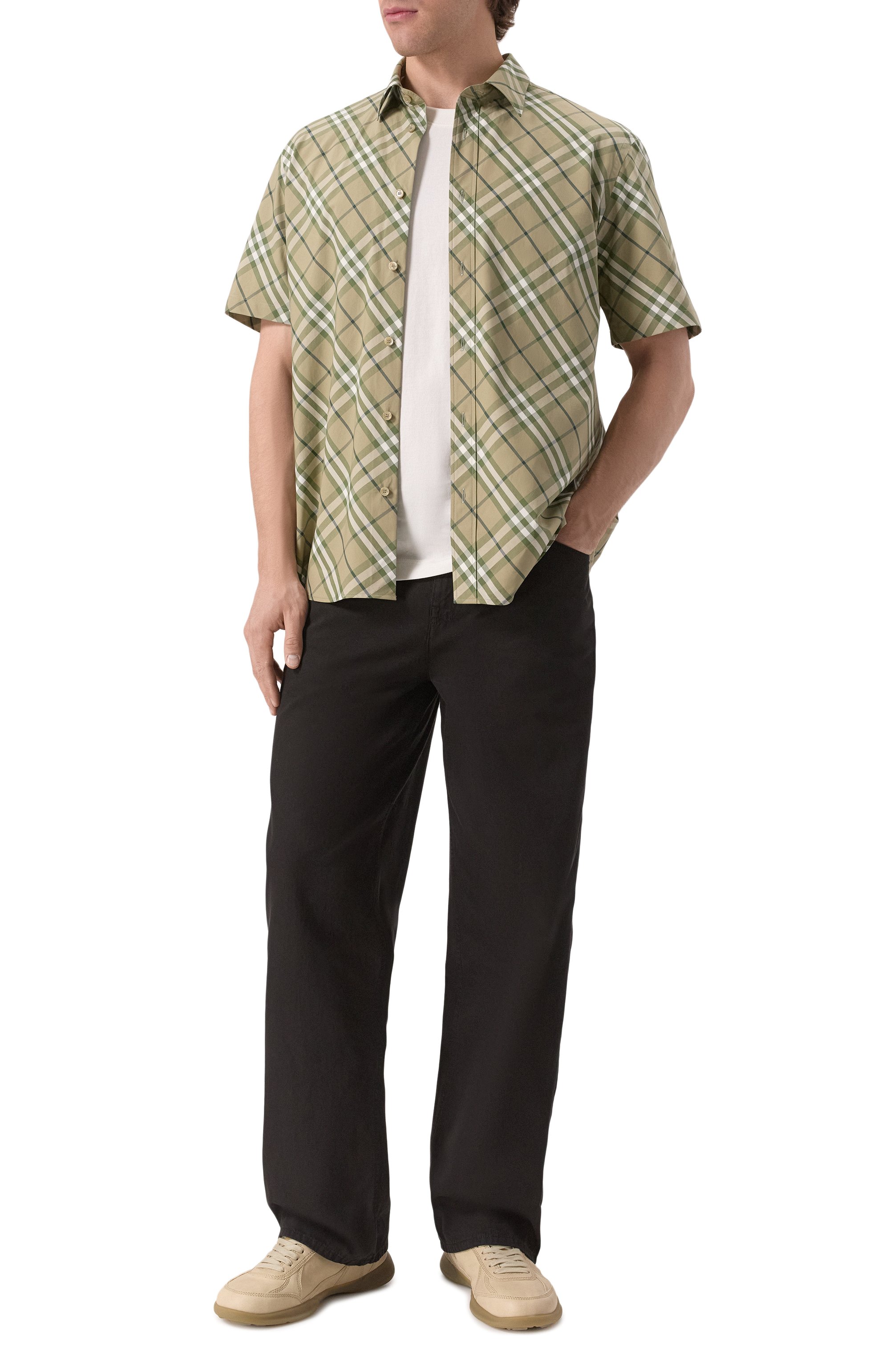 Хлопковая рубашка BURBERRY хаки цвета по цене 76850 руб., арт. 8107674, фото 2 Хлопковая рубашка BURBERRY, арт. 8107674, фото 2