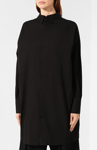 Хлопковая рубашка YOHJI YAMAMOTO черного цвета по цене 49950 руб., арт. FJ-B53-001, фото 3 Хлопковая рубашка YOHJI YAMAMOTO, арт. FJ-B53-001, фото 3
