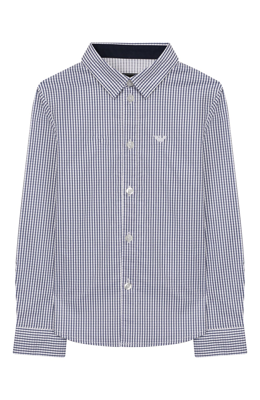 Хлопковая рубашка EMPORIO ARMANI синего цвета по цене 11300 руб., арт. 6G4C02/4NGPZ, фото 1 Хлопковая рубашка EMPORIO ARMANI, арт. 6G4C02/4NGPZ, фото 1
