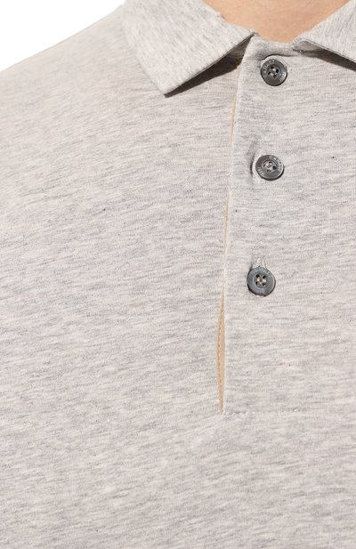 Хлопковое поло CANALI светло-серого цвета по цене 32350 руб., арт. T0238/MJ01495, фото 5 Хлопковое поло CANALI, арт. T0238/MJ01495, фото 5