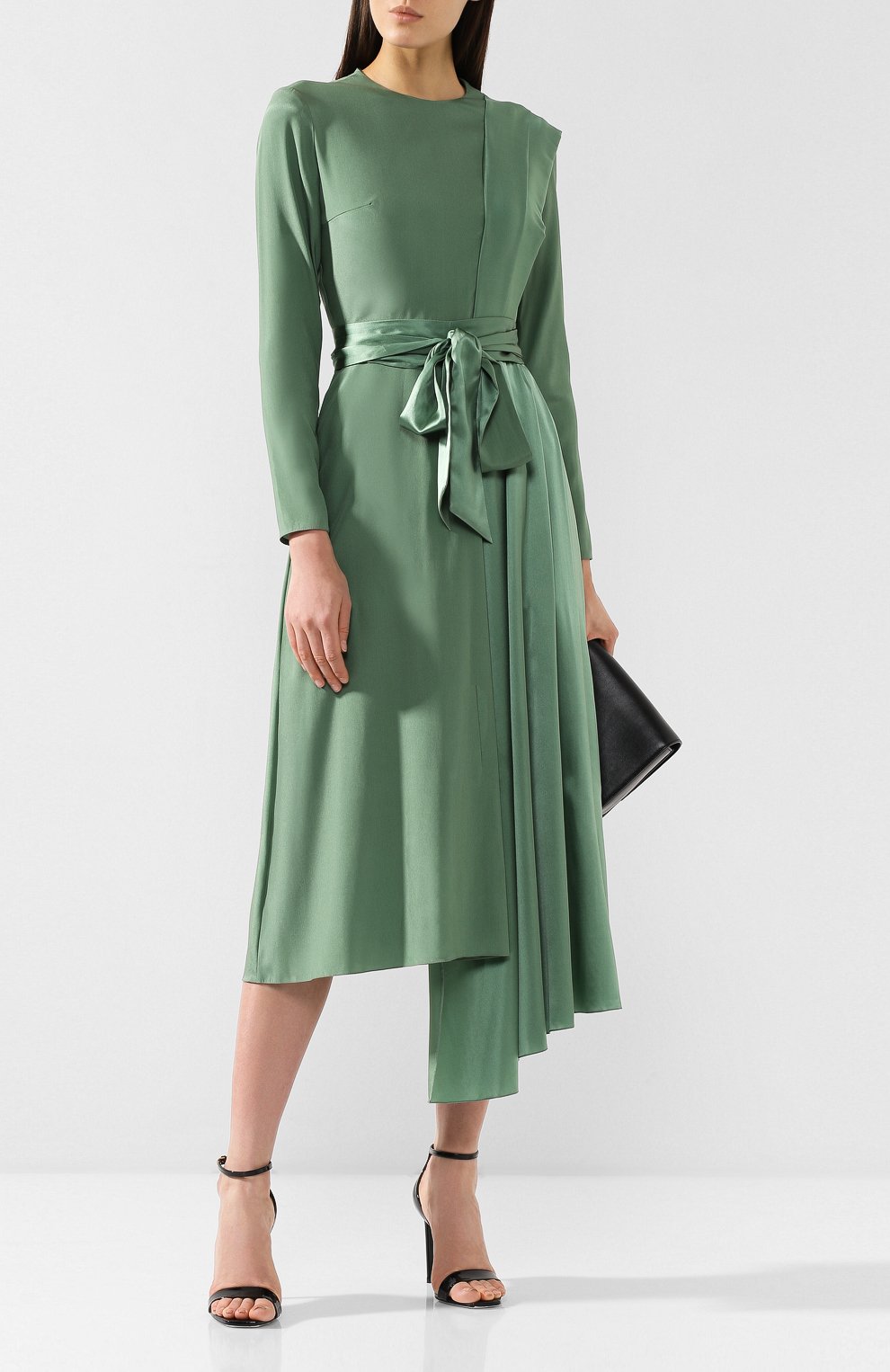 Шелковое платье JM STUDIO зеленого цвета по цене 45950 руб., арт. JMFW1819 10, фото 2 Шелковое платье JM STUDIO, арт. JMFW1819 10, фото 2