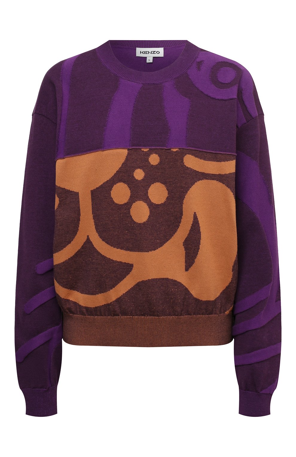 Хлопковый пуловер KENZO фиолетового цвета по цене 37100 руб., арт. FB62PU6403TC, фото 1 Хлопковый пуловер KENZO, арт. FB62PU6403TC, фото 1