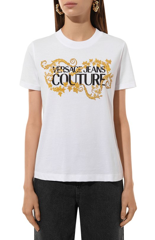 Хлопковая футболка Versace Jeans Couture 77HAHE05/CJ00E Белый  77HAHE05/CJ00E Фото 3