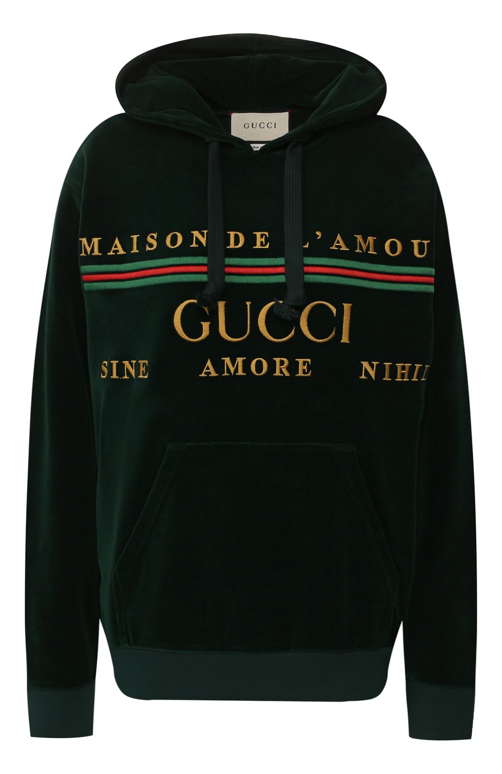 Хлопковое худи GUCCI зеленого цвета по цене 89950 руб., арт. 595773/XJBT1, фото 1 Хлопковое худи GUCCI, арт. 595773/XJBT1, фото 1