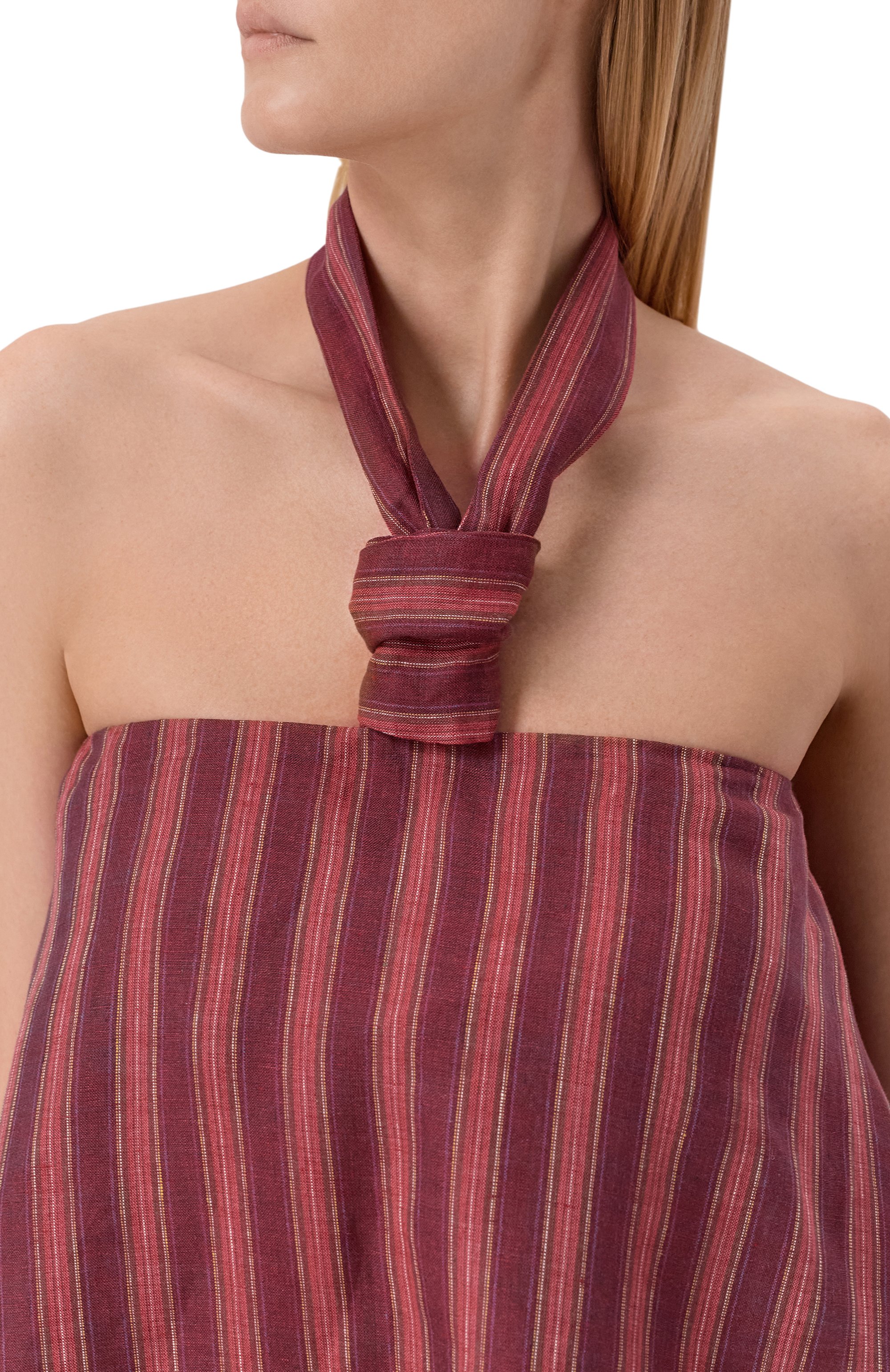 Льняной топ 12 STOREEZ бордового цвета по цене 13000 руб., арт. 138062, фото 5 Льняной топ 12 STOREEZ, арт. 138062, фото 5