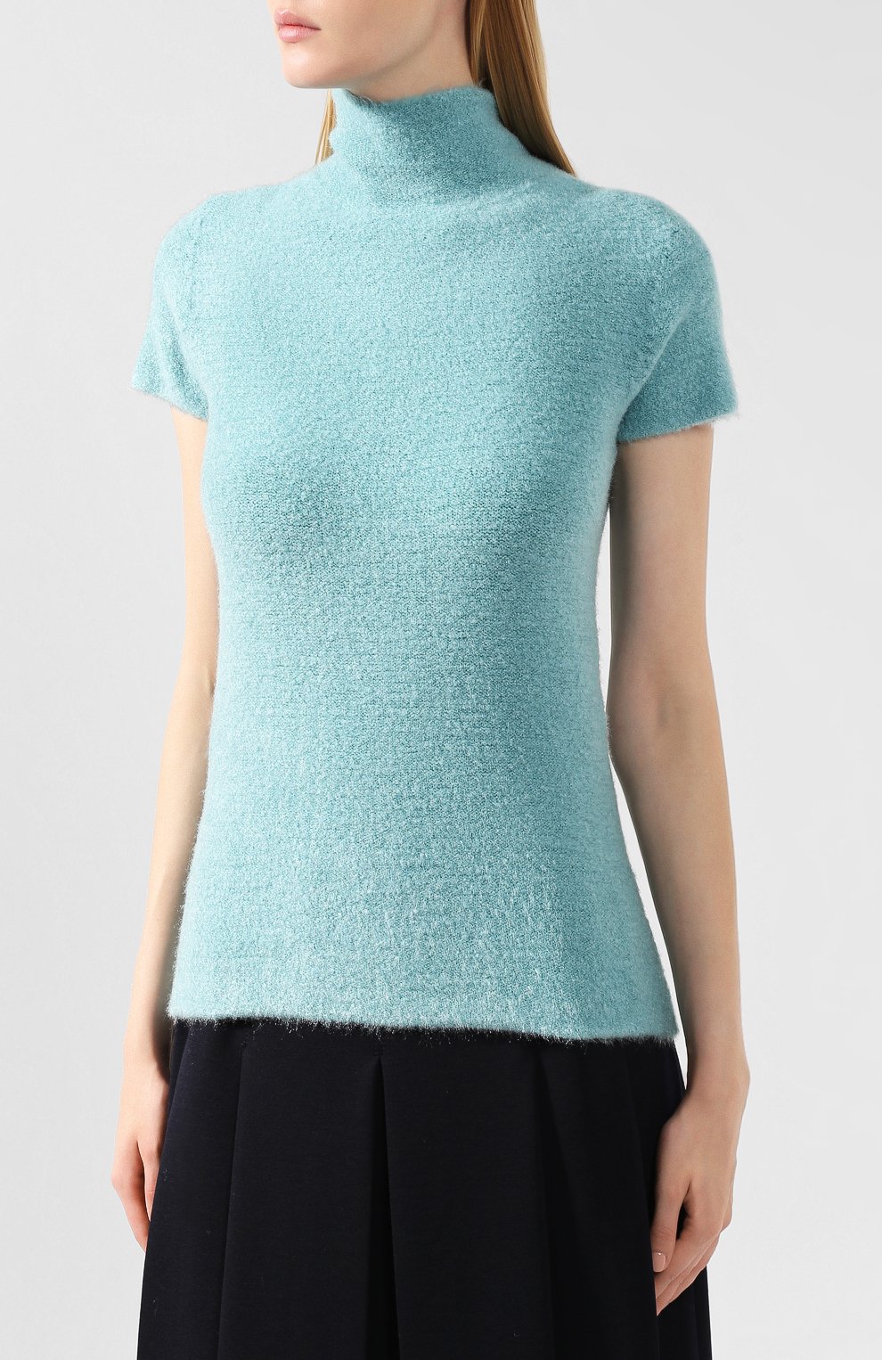 Топ из вискозы GIORGIO ARMANI бирюзового цвета по цене 57950 руб., арт. 6GAMA4/AMA9Z, фото 3 Топ из вискозы GIORGIO ARMANI, арт. 6GAMA4/AMA9Z, фото 3