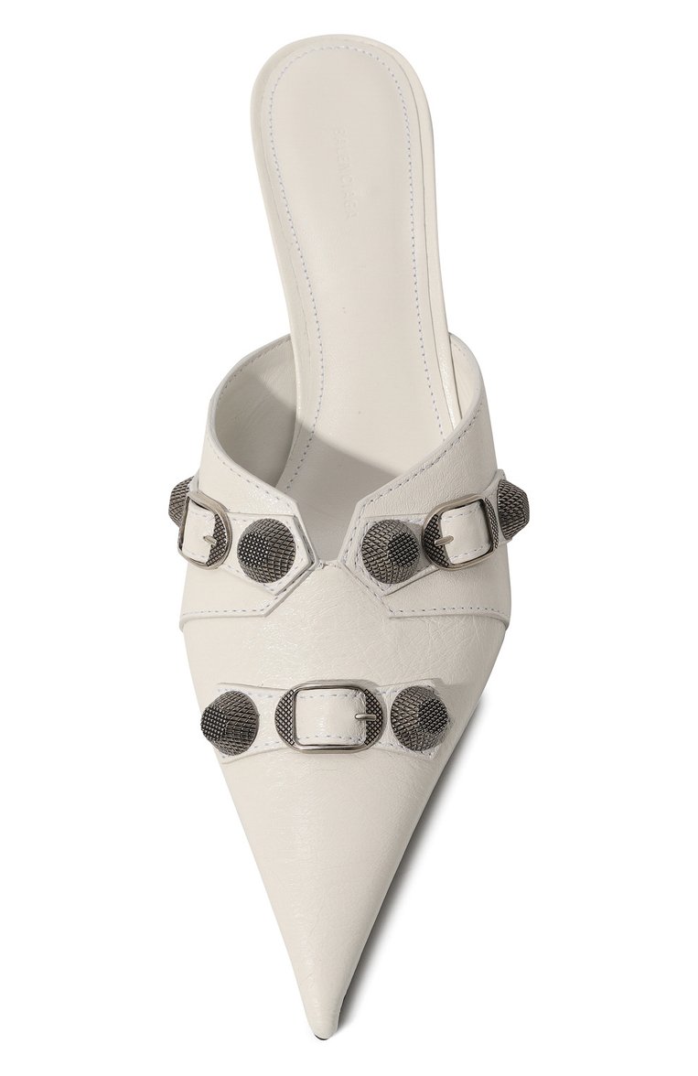 Женские кожаные мюли cagole 70 BALENCIAGA белого цвета, арт. 714253/WAD4E | Фото 6 (Материал внутренний: Натуральная кожа; Драгоценные камни: Проставлено; Материал сплава: Проставлено; Каблук высота: Высокий; Подошва: Плоская; Каблук тип: Шпилька; Материал внешний: Натуральная кожа)