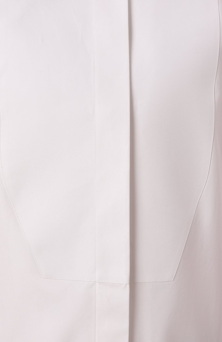 Женская хлопковая рубашка JIL SANDER белого цвета, арт. J01DL0145-J45002 | Фото 6 (Длина (для топов): Удлиненные; Драгоценные камни: Проставлено; Материал сплава: Проставлено; Рукава: Длинные; Женск�ое Кросс-КТ: Рубашка-одежда; Стили: Минимализм; Принт: Без принта; Материал внешний: Хлопок)