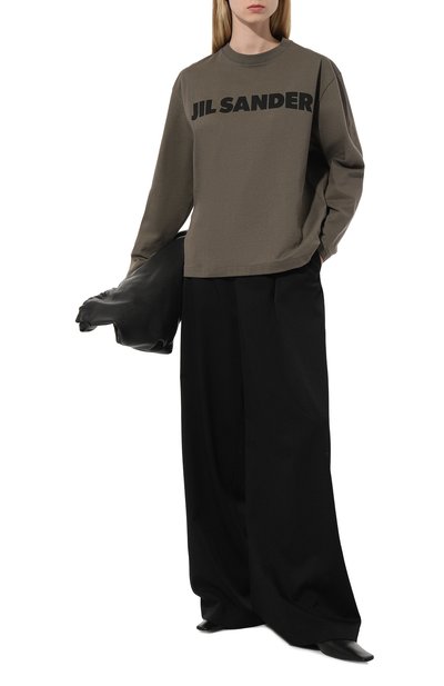 Хлопковый лонгслив JIL SANDER хаки цвета по цене 52750 руб., арт. J02GC0107/J20215, фото 2 Хлопковый лонгслив JIL SANDER, арт. J02GC0107/J20215, фото 2