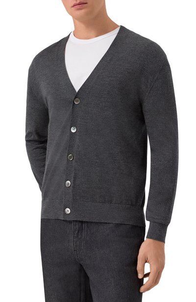 Кардиган из шерсти и шелка 12 STOREEZ темно-серого цвета по цене 19000 руб., арт. 126560, фото 3 Кардиган из шерсти и шелка 12 STOREEZ, арт. 126560, фото 3