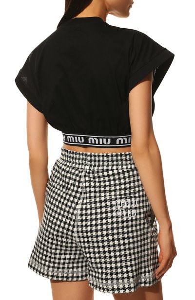 Хлопковый топ MIU MIU черного цвета по цене 58000 руб., арт. MJT632-1YIA-F0002, фото 4 Хлопковый топ MIU MIU, арт. MJT632-1YIA-F0002, фото 4