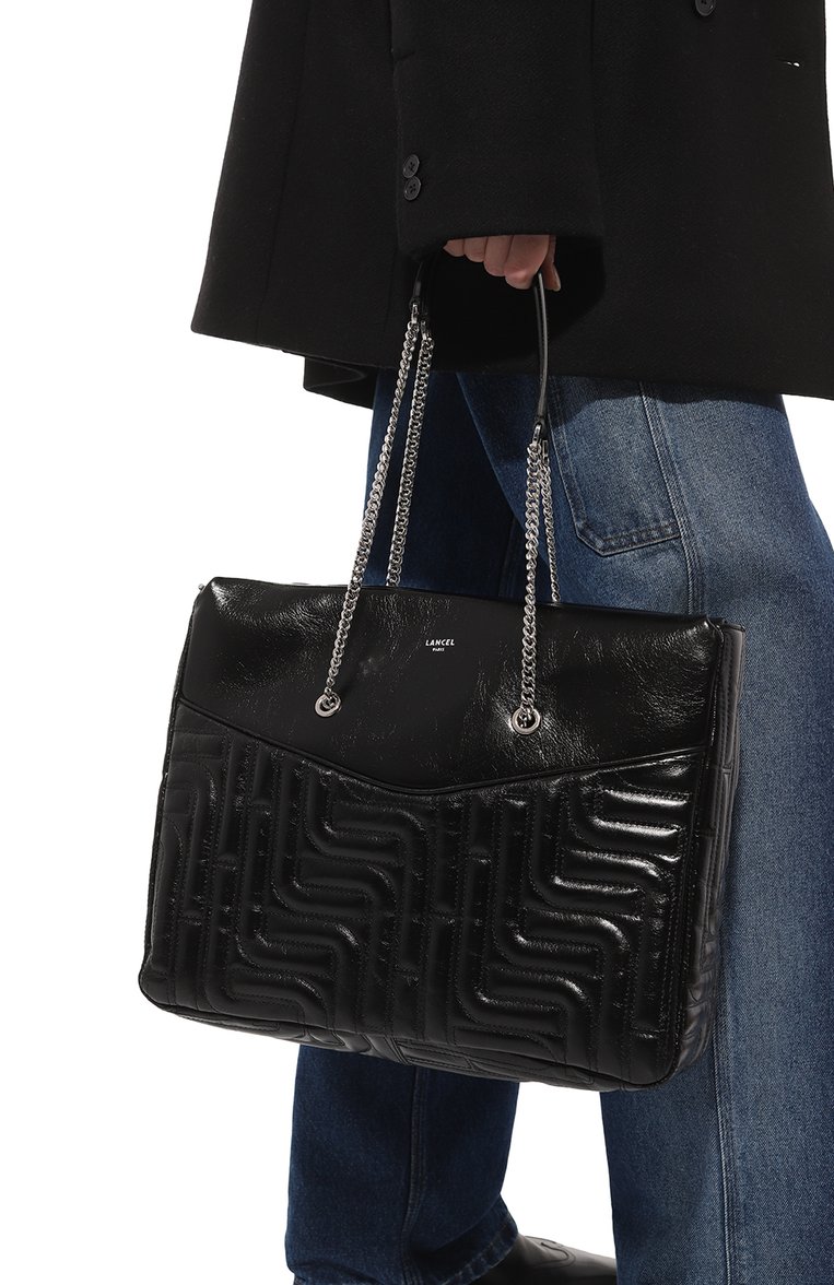 Женская сумка midi-minuit LANCEL черного цвета, арт. A12515 | Фото 2 (Размер: large; Материал: Натуральная кожа; Сумки-технические: Сумки-шопперы, Сумки top-handle)
