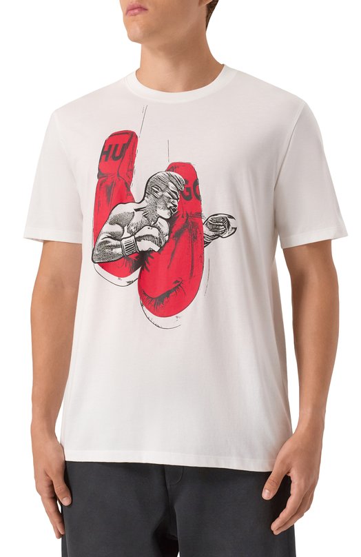 Хлопковая футболка HUGO 50542560 Белый  50542560 Фото 3