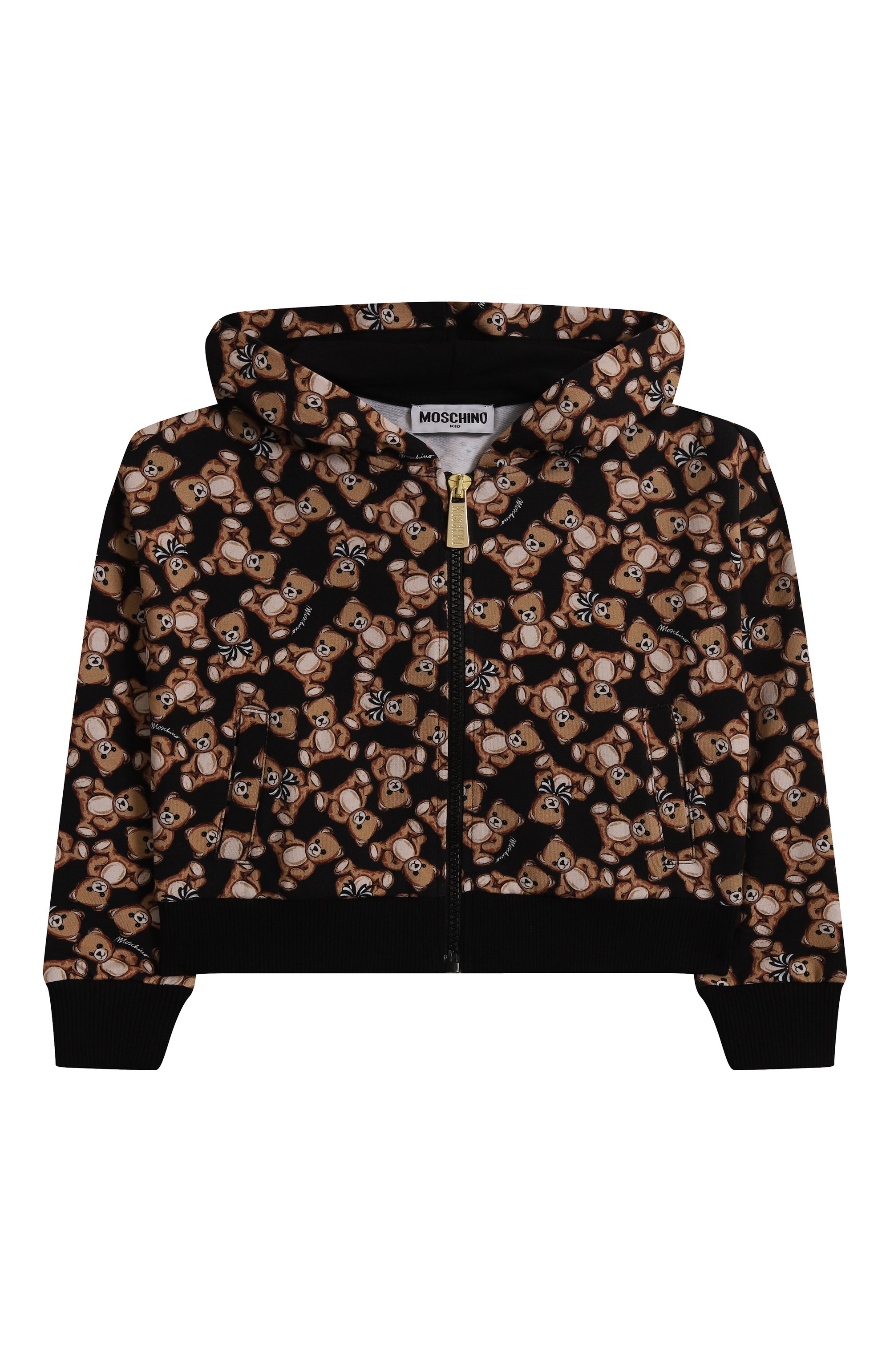 Хлопковая толстовка MOSCHINO черного цвета по цене 22750 руб., арт. HDF06F/LDB6C/10-14, фото 1 Хлопковая толстовка MOSCHINO, арт. HDF06F/LDB6C/10-14, фото 1