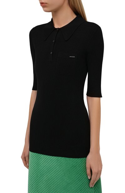 Поло из шерсти и шелка PRADA, арт. P24D1H-1XA3-F0002-202, фото 3
