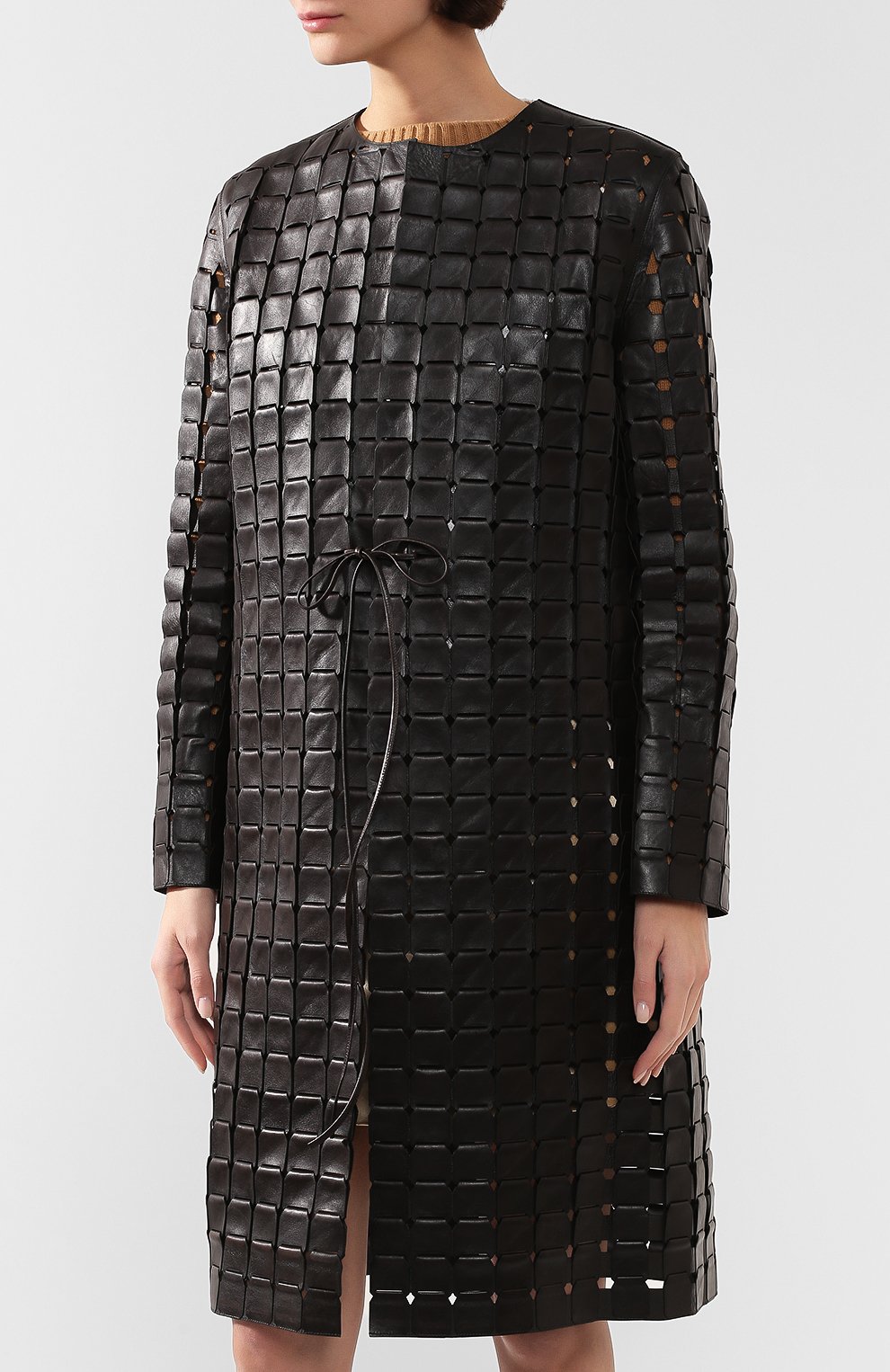 Кожаное пальто BOTTEGA VENETA коричневого цвета по цене 959500 руб., арт. 581045/VF3G0, фото 3 Кожаное пальто BOTTEGA VENETA, арт. 581045/VF3G0, фото 3