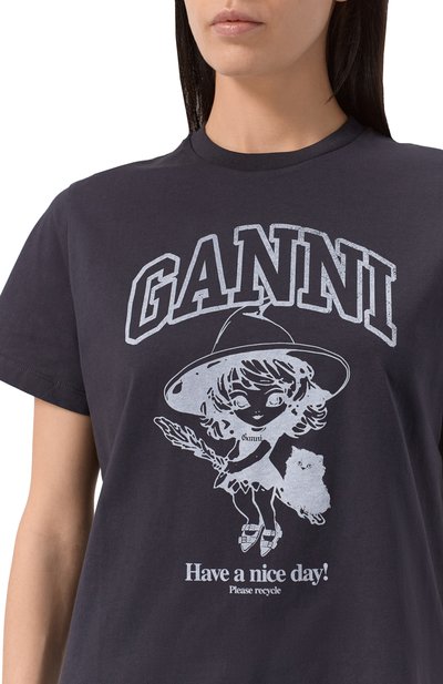 Хлопковая футболка GANNI, арт. T4138/252, фото 5