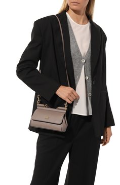 Женская сумка sicily small DOLCE & GABBANA светло-серого цвета, арт. BB9116_BE9116/A1001_1 | Фото 2 (Размер: small; Материал сплава: Проставлено; Материал: Натуральная кожа; Ремень/цепочка: На ремешке; Драгоценные камни: Проставлено; Сумки-технические: Сумки top-handle)