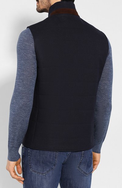 Льняной жилет LORO PIANA темно-синего цвета по цене 125500 руб., арт. FAL1520, фото 4 Льняной жилет LORO PIANA, арт. FAL1520, фото 4