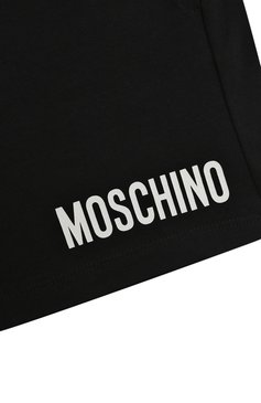 Детские хлопковые шорты MOSCHINO черного цвета, арт. HRQ002/LBA10/4-8 | Фото 3 (Случай: Повседневный; Материал сплава: Проставлено; Нос: Не проставлено; Материал внешний: Хлопок; Ростовка одежда: 6 лет | 116 см, 10 - 11 лет | 140 - 146см, 8 лет | 128 см, 4 года | 104 см, 5 лет | 110 см)