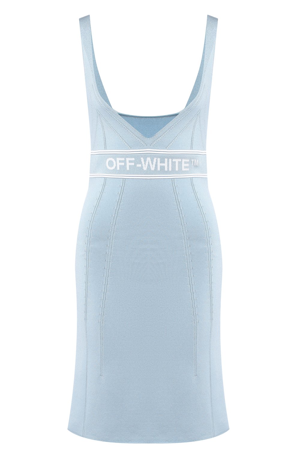 Платье с логотипом бренда OFF-WHITE голубого цвета по цене 62800 руб., арт. 0WHI013S19D640443100, фото 1 Платье с логотипом бренда OFF-WHITE, арт. 0WHI013S19D640443100, фото 1
