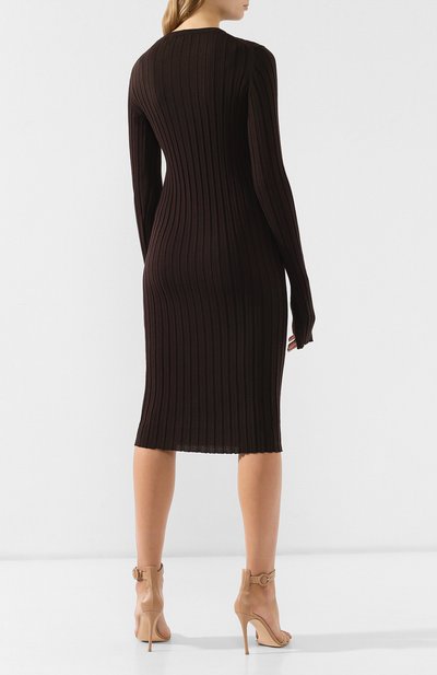 Шерстяное платье HELMUT LANG коричневого цвета по цене 37050 руб., арт. J01HW704, фото 4 Шерстяное платье HELMUT LANG, арт. J01HW704, фото 4