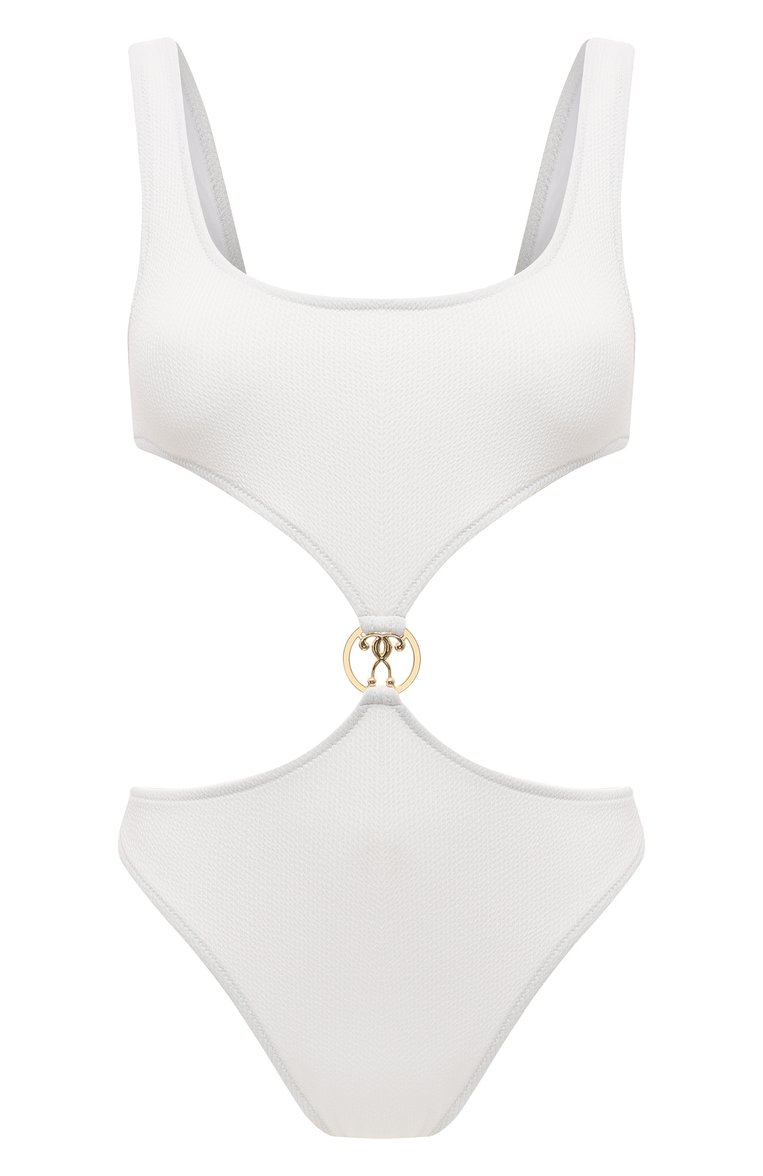 Женский слитный купальник MOSCHINO белого цвета, арт. A4902/9506 | Фото 1 (Длина Ж (юбки, платья, шорты): Мини; Материал внешний: Синтетический материал; Женское Кросс-КТ: Сли�тные купальники)