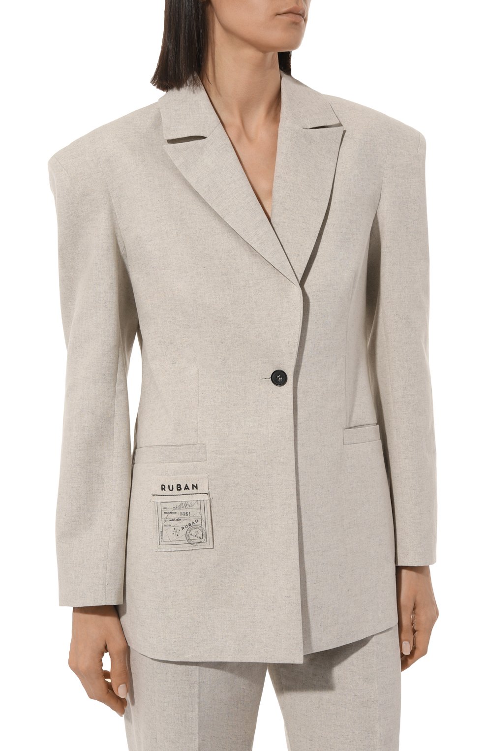 Льняной жакет RUBAN молочного цвета по цене 69700 руб., арт. RSS23-3.2.45.10, фото 3 Льняной жакет RUBAN, арт. RSS23-3.2.45.10, фото 3