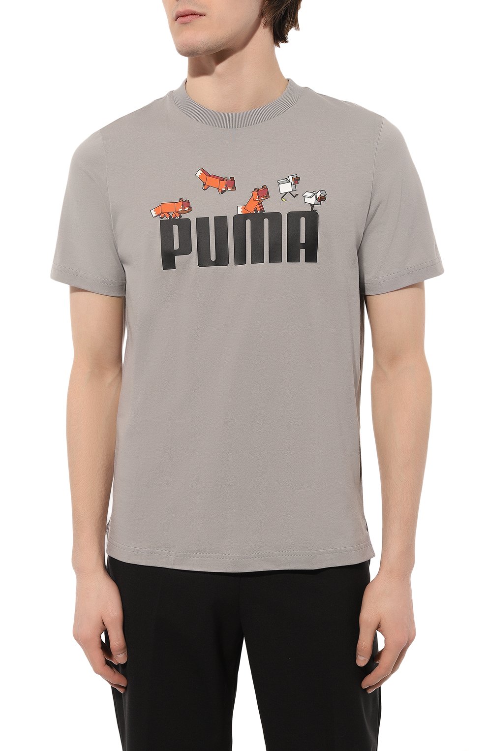 Хлопковая футболка puma x minecraft PUMA серого цвета по цене 4790 руб., арт. 53437476, фото 3 Хлопковая футболка puma x minecraft PUMA, арт. 53437476, фото 3