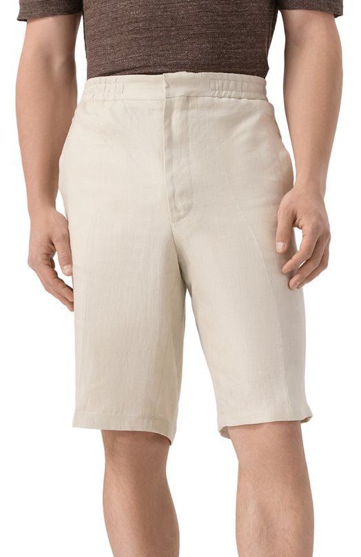 Льняные шорты Corneliani 254593-2514108 Кремовый  254593-2514108 Фото 3