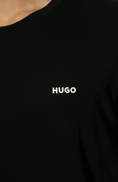 Хлопковая футболка HUGO черного цвета по цене 5495 руб., арт. 50466158, фото 5 Хлопковая футболка HUGO, арт. 50466158, фото 5