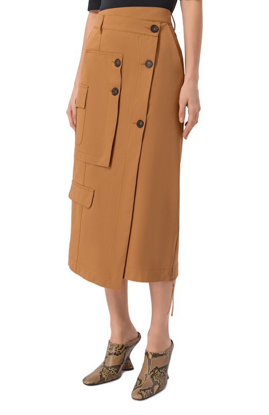 Хлопковая юбка Erika Cavallini P6SG05 Коричневый  P6SG05 Фото 3