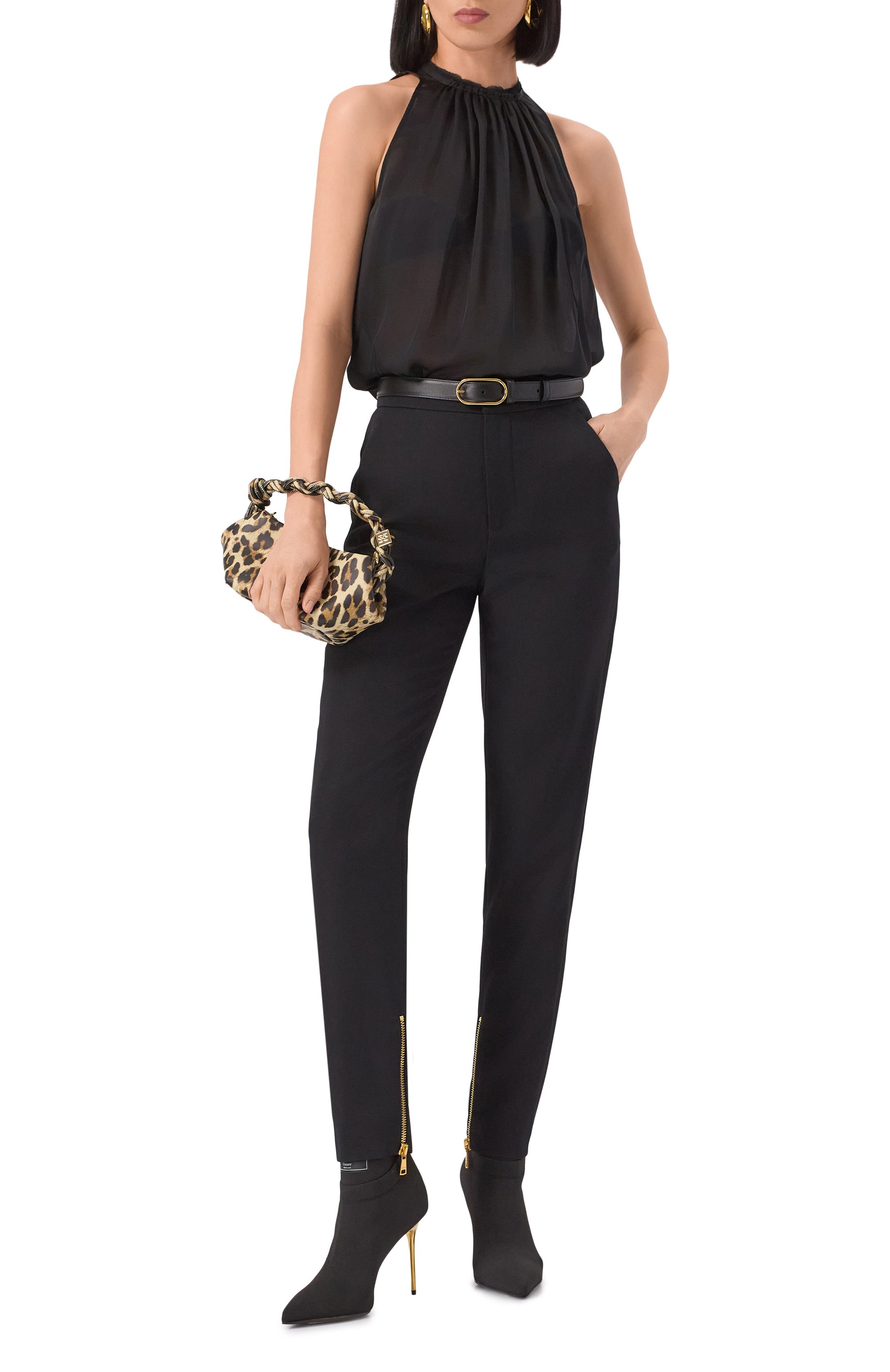 Шелковый топ BALMAIN черного цвета по цене 120000 руб., арт. EF0IA005/SB04, фото 2 Шелковый топ BALMAIN, арт. EF0IA005/SB04, фото 2