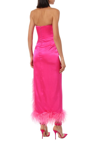 Атласное платье с отделкой перьями SASHA KIM, арт. УТ-00001287, фото 4