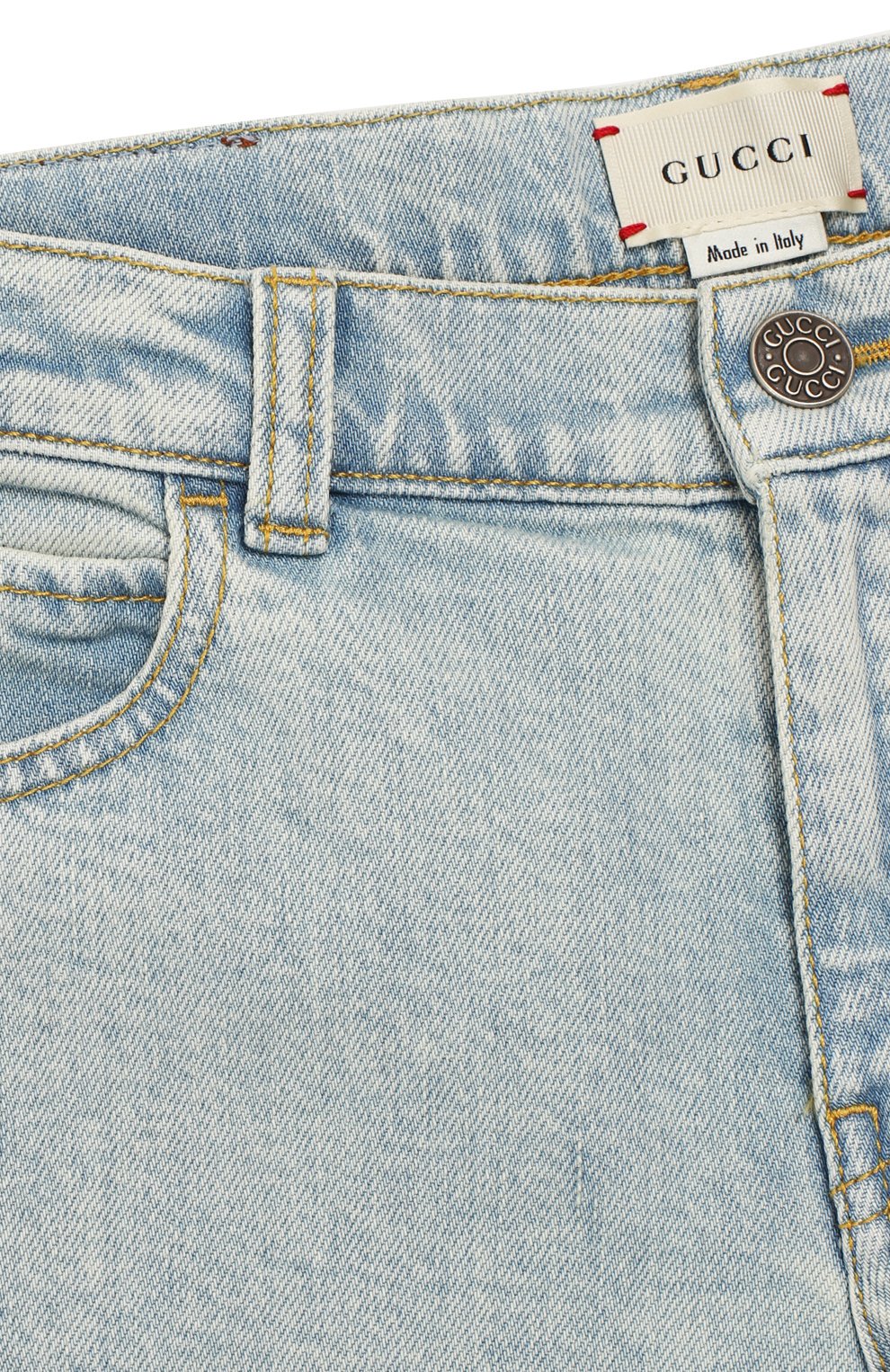 Джинсовые шорты GUCCI голубого цвета по цене 35150 руб., арт. 540491/XDAC8, фото 3 Джинсовые шорты GUCCI, арт. 540491/XDAC8, фото 3