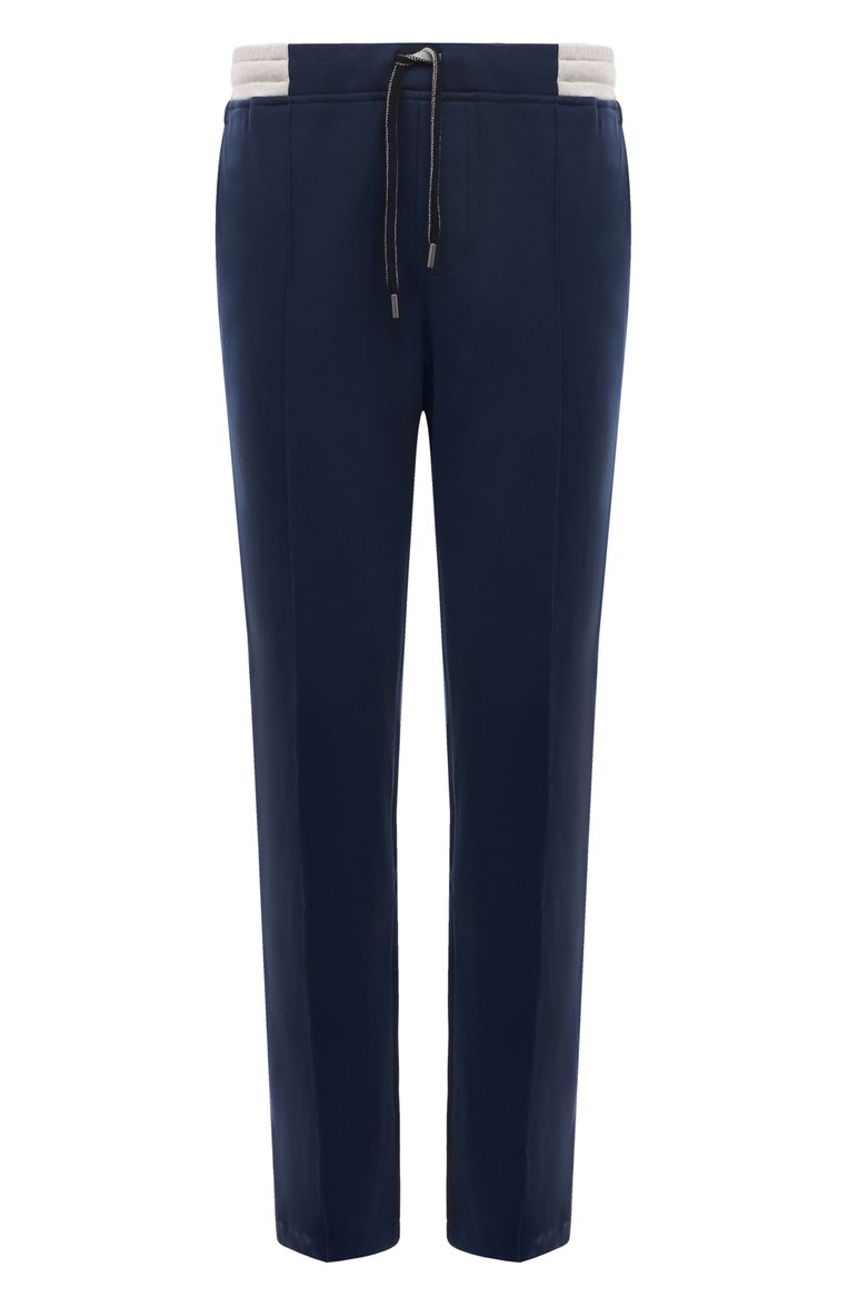 Мужские хлопковые брюки CAPOBIANCO темно-синего цвета, арт. 16M707.TS00. | Фото 1 (Длина (брюки, джинсы): Стандартные; Случай: Повседневный; Материал сплава: Проставлено; Материал внешний: Хлопок; Драгоценные камни: Проставлено; Стили: Кэжуэл)