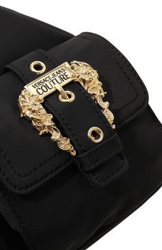 Женская сумка VERSACE JEANS COUTURE черного цвета, арт. 74VA4BFP/ZS640 | Фото 3 (Сумки-технические: Сумки через плечо; Материал сплава: Проставлено; Ремень/цепочка: На ремешке; Материал: Текстиль; Драгоценные камни: Проставлено; Размер: small)