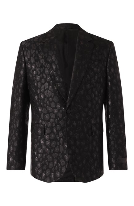 Мужской пиджак VERSACE черного цвета, арт. 1016651/1A12363 | Фото 1 (Драгоценные камни: Проставлено; Материал сплава: Проставлено; Длина (для топов): Стандартные; Рукава: Длинные; Материал внешний: Шерсть)