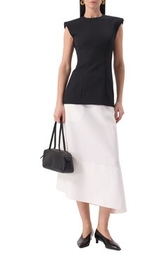 Женская льняная юбка JIL SANDER белого цвета, арт. J04MA0006/J60001 | Фото 2 (Длина Ж (юбки, платья, шорты): Миди; Материал сплава: Проставлено; Драгоценные камни: Проставлено; Материал внешний: Лен; Стили: Минимализм; Кросс-КТ: костюм)