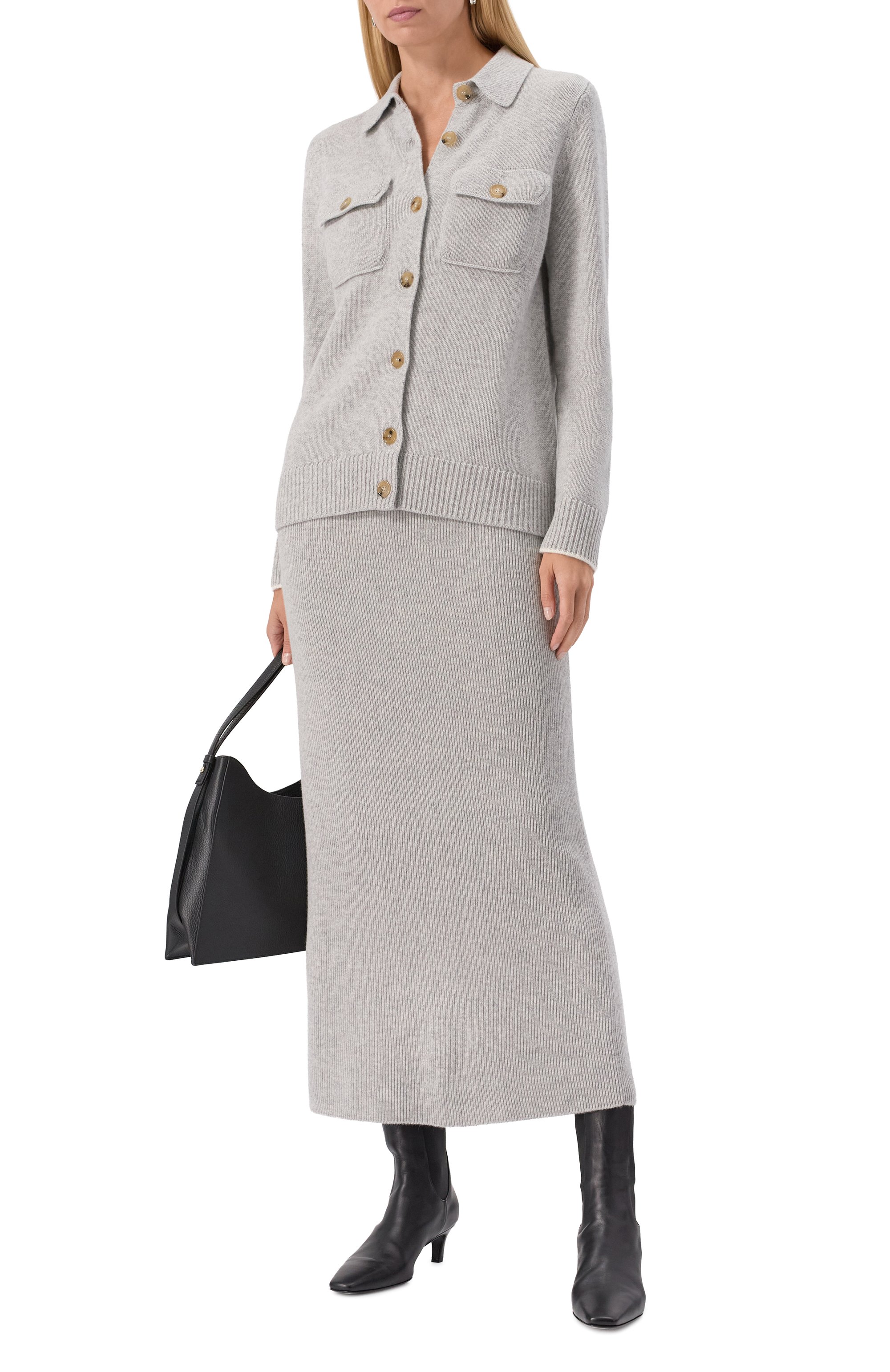 Кашемировый кардиган ARCH4 серого цвета по цене 82500 руб., арт. KNCD23241B, фото 2 Кашемировый кардиган ARCH4, арт. KNCD23241B, фото 2